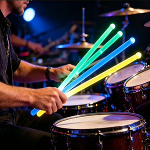 Beat 5A <span class=keywords><strong>Glow</strong></span> in the Dark Drumsticks Lichtgevende nylon drumstokken Lichtgevende antislip drumstokken Drummer cadeau voor volwassenen beginners - Product Image 1