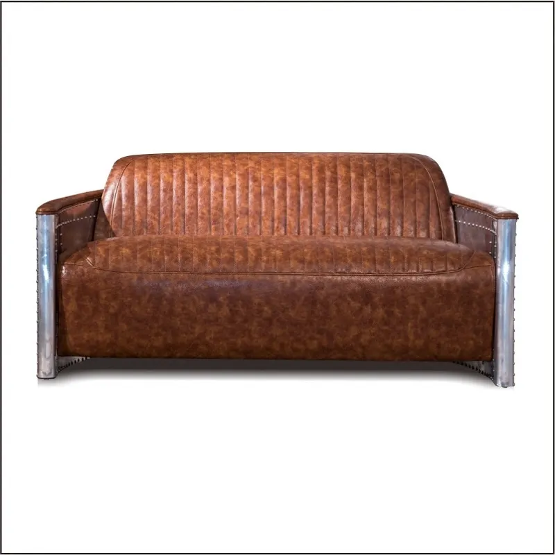 Spitfire Industrielle Echtem Leder Vintage Chesterfield-Sofa Set Andere Antike Möbel