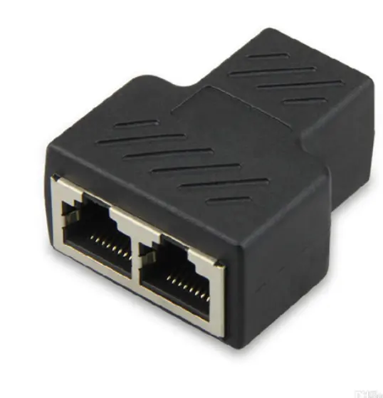 Divisor de red LAN Adaptador Doble 1 a 2 hembra Dual CAT5/6/7 RJ45 divisor adaptador de Internet conector de enchufe