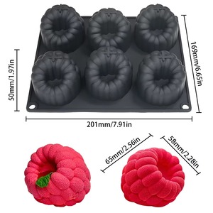 Moules en silicone pour gâteau mousse framboise noire, moules de cuisson 3D pour chocolat, plateau pour savon et bougies, ustensiles de pâtisserie pour boulangerie - Product Image 6