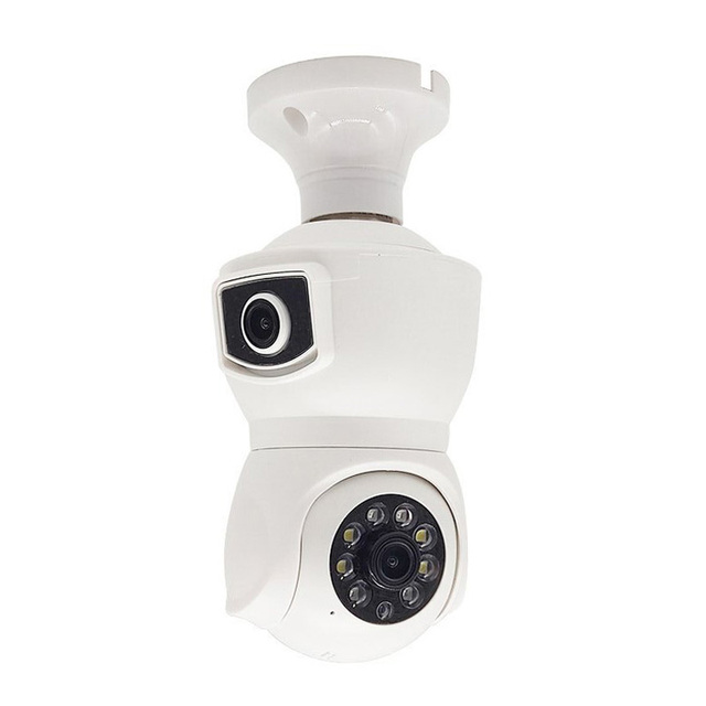 E9 Dual Lens WIFI Indoor 4MP Security Camera 85-265V CCTV Support 128GB TF Card Camera Bulb Light Bulb Network Camera