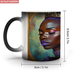 High Temp Resistant 11oz Frosted Black <b>Ceramic</b> Magic Mug Heat Sensitive Color Changing <b>Cup</b> - Product Image 1