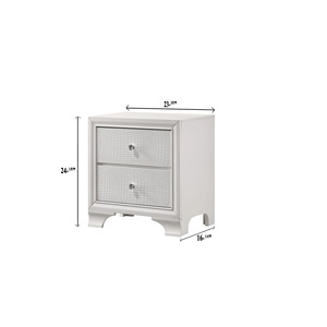Comodino Moderno Stile Glamour Bianco Puro con Due Cassetti e Motivo Coccodrillo in Rilievo - Product Image 5