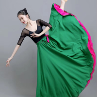Falda de Danza del Vientre 720, Reversible, Larga, Estilo Swing, Vals, Flamenco Español, Vestido de Salón, Disfraz de Actuación Folclórica Mexicana
