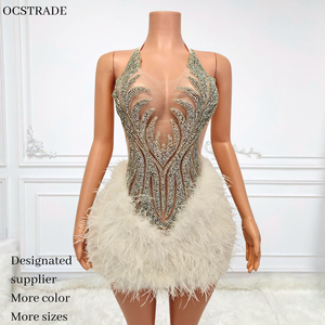 white christmas dresses Carabella White High-Neck Short-Sleeve Mini Dress – Club L London main image 1