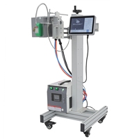Nouvelle machine de codage laser UV industrielle de type portique pour l'impression permanente de la date de lot, des codes QR et des fichiers DXF/BMP/AI sur les emballages PE, PP, PET, PVC