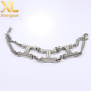Fashion Name Bracelet Stainless Steel Gold Plated Personalized <b>Initial</b> Letter Bracelet Dainty Double <b>Chain</b> Jewelry Gift - Product Image 1