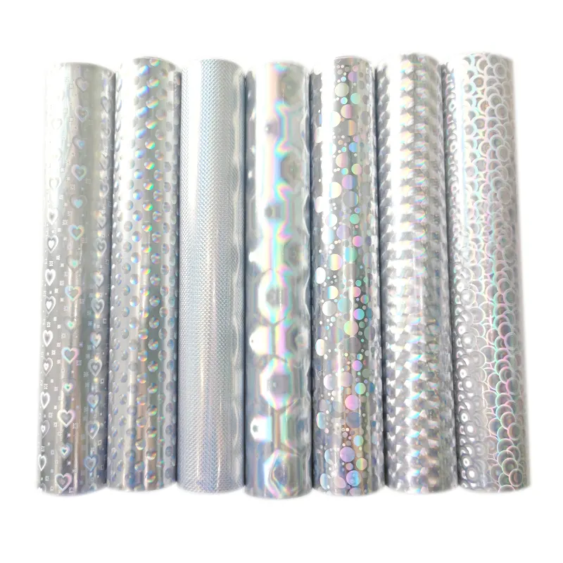 Holographic pattern faux leather 0.8 mm PU synthetic leather for shoes handbags Waterproof and wear-resistant leather products