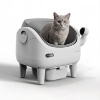 Bac à litière intelligent pour chat, style ouvert, écologique, facile à nettoyer, toilette pour animaux de compagnie avec désodorisant, surveillance à distance via téléphone, caméra intégrée pour
