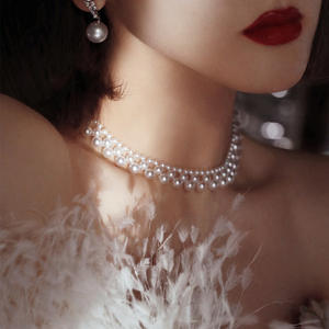 Super Fairy Ladies' S925 <b>Silver</b> <b>Necklace</b> Hand Woven <b>Pearl</b> Collarbone Chain New Style From Manufacturer's Collection - Product Image 1