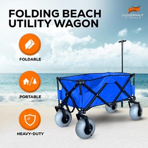 Chariot de camping pliable en acier robuste à quatre roues avec pneus ballon, chariot de plage pliable, chariot à outils OEM pour la plage et le sable - Product Image 5