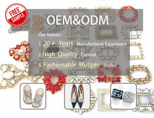 メーカー卸売DIY女性用フラットプラスチック靴接着花ラインストーン弓バックル装飾 - Product Image 6