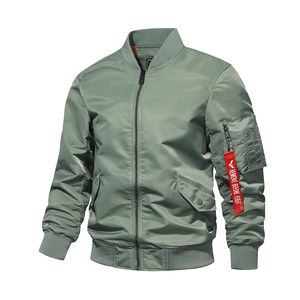 Automne hiver marine pilote vol <span class=keywords><strong>veste</strong></span> pour hommes grande taille Stand lapin fourrure Nylon coton fermeture éclair avant dur gars Letterman varsité - Product Image 6