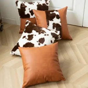 Mode léopard vache impression cuir confort housse de coussin en peluche oreillers cas décor à la maison canapé jeter taie d'oreiller
