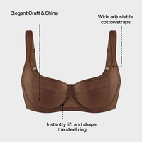 Soutien-gorge balconnet push-up légèrement rembourré scintillant pour femme, dos en U, bonnet 3/4, bretelles réglables, en Spandex/Nylon respirant, vente en gros