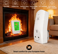 Termostato Digital Programable con Enchufe Europeo para Electrodomésticos, Controlador de Temperatura para Calefacción Eléctrica, Mejor Precio, Alta Calidad