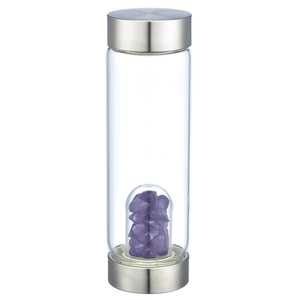 <span class=keywords><strong>Mug</strong></span> jetable anti-fuite en verre naturel infusé de cristal d'améthyste et de quartz <span class=keywords><strong>rose</strong></span> avec couvercle, design champêtre - Product Image 3