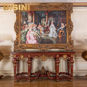 Table <span class=keywords><strong>console</strong></span> en PU dorée à la main, style <span class=keywords><strong>baroque</strong></span>, sculptures en résine, feuilles d'<span class=keywords><strong>or</strong></span> 24 carats et plateau en marbre, idéale pour les halls d'entrée, les hôtels de luxe et les villas - Product Image 2