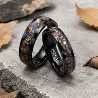 Bague en carbure de tungstène noir bombée 6 mm 8 mm avec incrustation de pierres de grès et de pierres concassées, finition polie miroir, pour mariage, fiançailles et anniversaire de couple