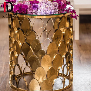 <strong>Gold</strong> Stainless Steel Frame Wedding <strong>Glass</strong> Top <strong>Coffee</strong> <strong>Table</strong> - Product Image 3