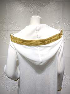 Robe longue <span class=keywords><strong>en</strong></span> velours brodé à capuche, col <span class=keywords><strong>en</strong></span> V, manches longues, style musulman, taille S-2XL, Moyen-Orient, Dubaï, couleur <span class=keywords><strong>champagne</strong></span> - Product Image 6