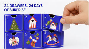 Custom Carousel Tent Shaped Advent <b>Calendar</b> Box 24 Days Blue White Stripe Empty OEM Christmas Surprise Gift Packaging Wholesale - Product Image 5