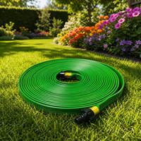 Tuyau d'arrosage robuste de 30 m (100 pieds) vert à 3 tubes pour l'arrosage des grandes pelouses et l'utilisation professionnelle en aménagement paysager