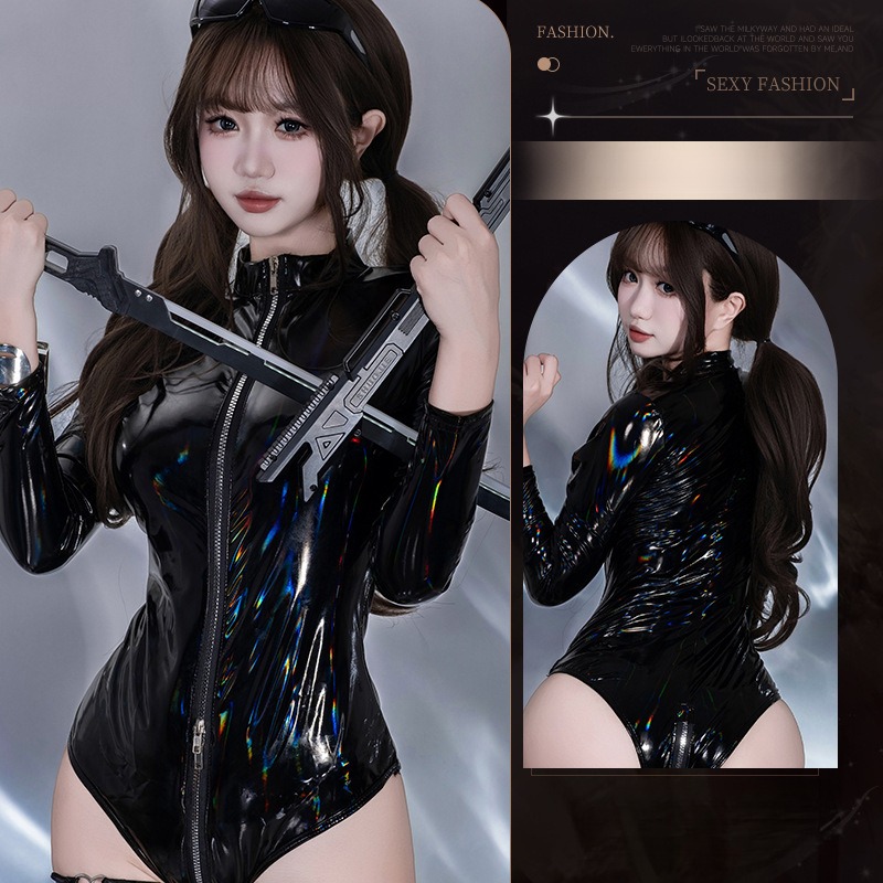 Ensemble body noir irisé