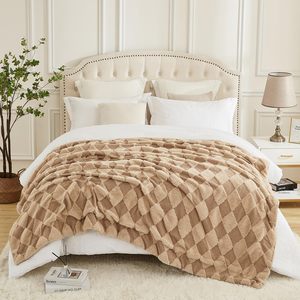 Sang Trọng Giả Lông Thỏ Lông Ném Chăn, Mềm Mại Sang Trọng Có Thể Đảo Ngược Sherpa Chăn, Mờ Dày Ném Thoải Mái Bộ Đồ Giường Chăn - Product Image 4