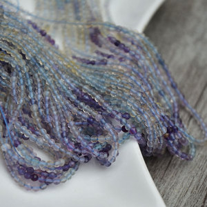 Perles en Fluorite naturelle dégradées, rondes et à facettes, pour la fabrication de bracelets, matériaux de bijouterie DIY - Product Image 4