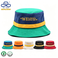 Sombrero de Pescador de Tela de Rizo con Bloques de Color, Fabricación Profesional OEM ODM, con Impresión de Letras Personalizadas para Uso Casual y Urbano