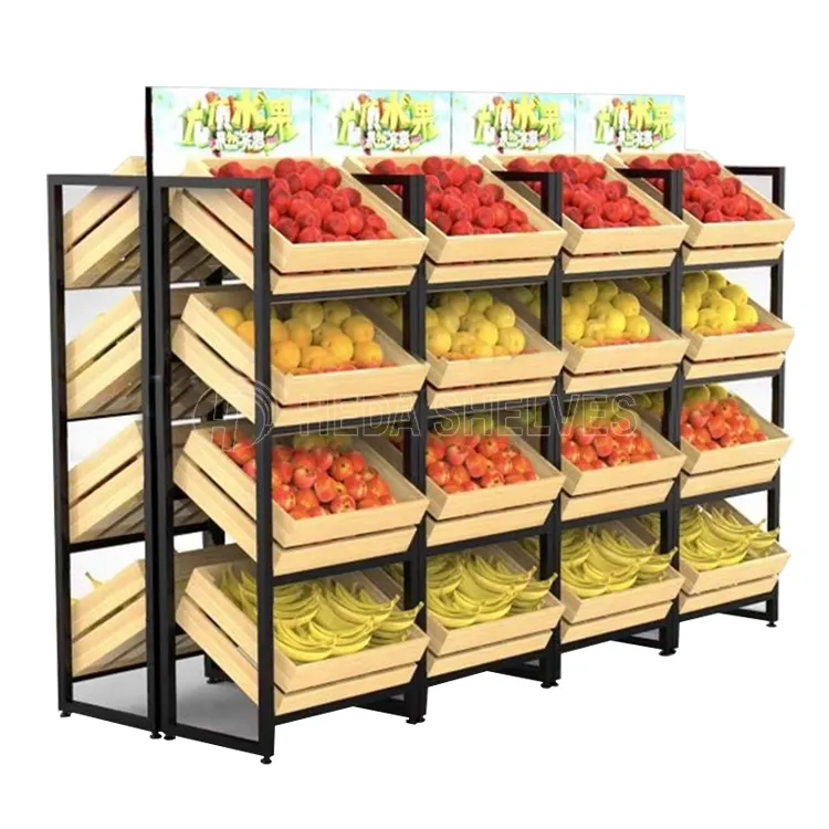 Espositori per frutta e verdura del produttore espositori per espositori per supermercati con cornice in legno per vendita al dettaglio