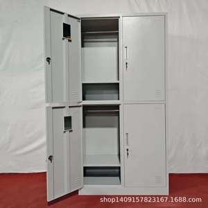 4 Door Metal <b>Locker</b> Cabinet 2 Tier Steel Office <b>Storage</b> Durable Standing Type Rectangle Push Pull Design For Workspace - Product Image 3