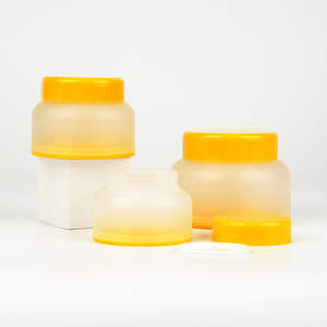 30g 50g 100g empty custom PP plastic cream pot with yellow screw-on cap OEM plastic cream jar