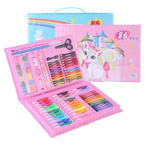 86pcs/Box cute kids school supplies Gift stationery set for free shipping High quality art drawing school and studio painting