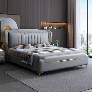 <span class=keywords><strong>Lit</strong></span> king size moderne et minimaliste de luxe pour chambre principale, <span class=keywords><strong>lit</strong></span> extra large avec fonction de rangement, haut de gamme et atmosphérique pour usage domestique - Product Image 1
