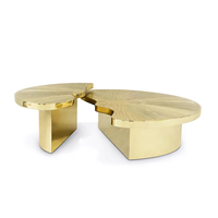 Table basse de style luxueux personnalisée - Table à thé combinée haute/basse avec gravure en acier inoxydable pour salon et villa