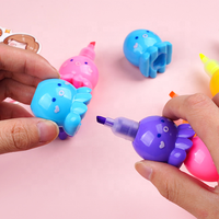 6 Buah/Set Stabilo Desain Gurita Kawaii 5 Warna Pena Spidol Neon Bertumpuk DIY Kreatif Alat Tulis Estetika untuk Anak-anak