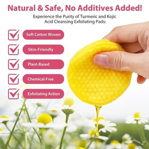Venta al por mayor Bolsas Cúrcuma Ácido Kójico Limpieza suave Cuidado diario Exfoliante Hidratante Limpieza Almohadillas de algodón - Product Image 4