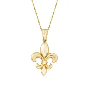 Gemnel Trang Sức Thời Trang Tối Giản 925 Sterling Silver 14K Mạ Vàng Fleur De Lis Hoa Mặt Dây Chuyền Cho Phụ Nữ