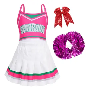 Fantasia infantil cheerleader, traje de festa para carnaval e competição de crianças