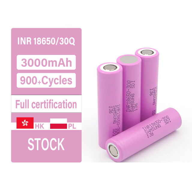 Original INR18650 30Q 3.6V 3000mah Rechargeable Lithium Ion Battery 15A Discharge Samsuny Cylindrical Lithium Ion Battery Cell