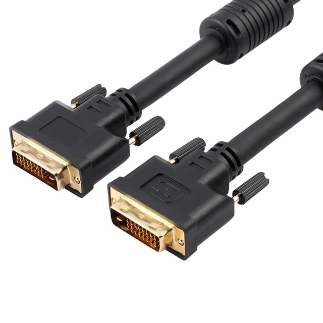 Customization High Quality DVI-D 24+1 Pin Dual Link Male to Male DVI Cable with Two Ferrites