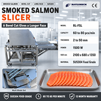 Atelier Saumon Fumé Trancheuse à Poisson SUS304 Tapis de Sortie Usine de Produits de la Mer pour Truite Bar Tilapia Coupe Fine