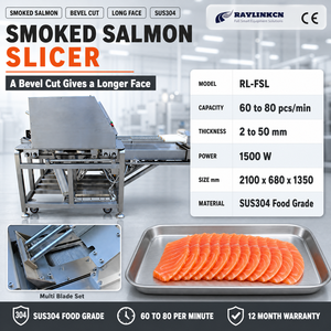 Planta de Salmón Ahumado Rebanadora de Pescado SUS304 Cinta de Descarga Sala de Proceso para Trucha Lubina Corte en Lonchas - Product Image 1