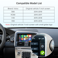 CARABC CarPlay sans fil Android Auto pour Volvo S60 XC60 V40 V60 Écran d'origine 7 pouces avec petit logo globe 2015-2019