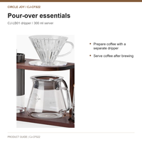 Set Penggiling Kopi Manual Circle Joy dengan Mata Pisau Baja, Kit Pour Over, Dudukan Kayu Akasia, Teko 350ml, Server 300ml, Pengocok Susu, dan Dripper