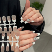 Puntas de Uñas Francesas Ombre Super Gruesas de PMMA Premium, 280 Piezas, 14 Tamaños, Uñas Postizas de Cobertura Completa para Salón de Manicura