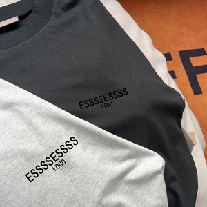 Camiseta de Verano de Manga Corta 100% Algodón <span class=keywords><strong>ESSS</strong></span> Edición Especial con Doble Línea y Letras - Corte Holgado Unisex Simple y Moderno - Product Image 2