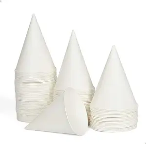 Tazza per gelato biodegradabile monouso con bordo arrotolato acqua fredda a forma di cono 3.7oz 4.5oz 6oz tazza di cono di carta